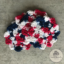 Load image into Gallery viewer, Coastal Crochet Coasters, Set of 4 - Red/White/Blue