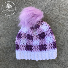 Load image into Gallery viewer, Plaid Beanie, 12-18mo - Purple
