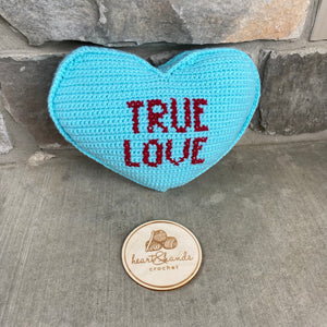 Candy Heart Pillow - TRUE LOVE - Light Teal