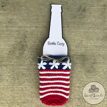 Load image into Gallery viewer, Beer Bottle Cozy - Red, White, and Blue