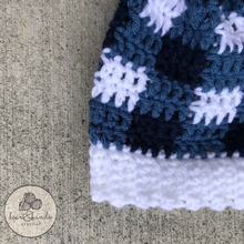 Load image into Gallery viewer, Plaid Beanie, 12-18mo - Blue