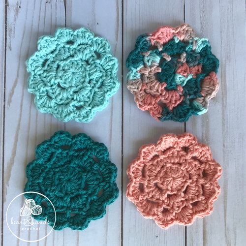 Coastal Crochet Coasters, Set of 4 - Coral Seas