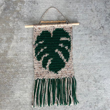 Load image into Gallery viewer, Monstera Leaf Wall Hanging - buff fleck/deep green