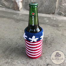 Load image into Gallery viewer, Beer Bottle Cozy - Red, White, and Blue