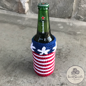 Beer Bottle Cozy - Red, White, and Blue