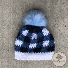 Load image into Gallery viewer, Plaid Beanie, 12-18mo - Blue