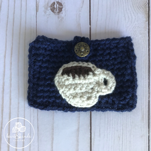 Buttoned Coffee Mug Gift Card Holder - Navy/Linen