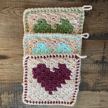 Load image into Gallery viewer, C2C Heart Wash Cloths - Set of 3