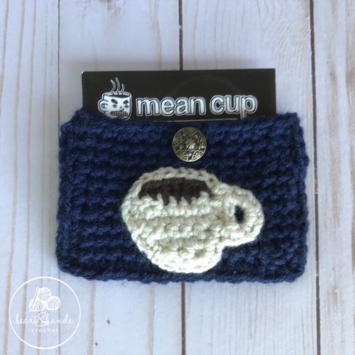 Buttoned Coffee Mug Gift Card Holder - Navy/Linen